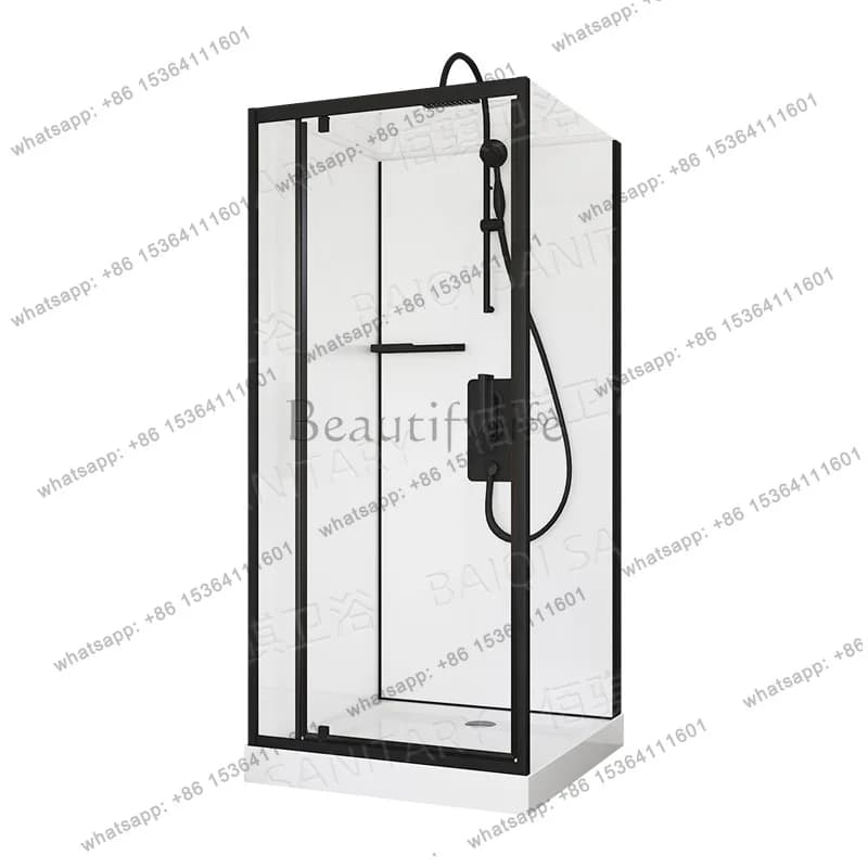 Black frame square full set shower room dry and wet separation glass partition bathroom