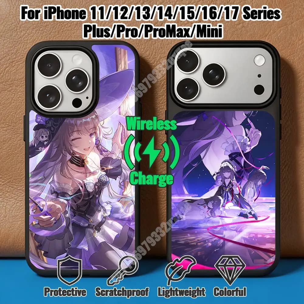 Honkai Star Rail Herta Magnetic Charge Case for iPhone 17 16 15 14 Pro Plus 13 12 11 Max Mini Outdoor Bumper