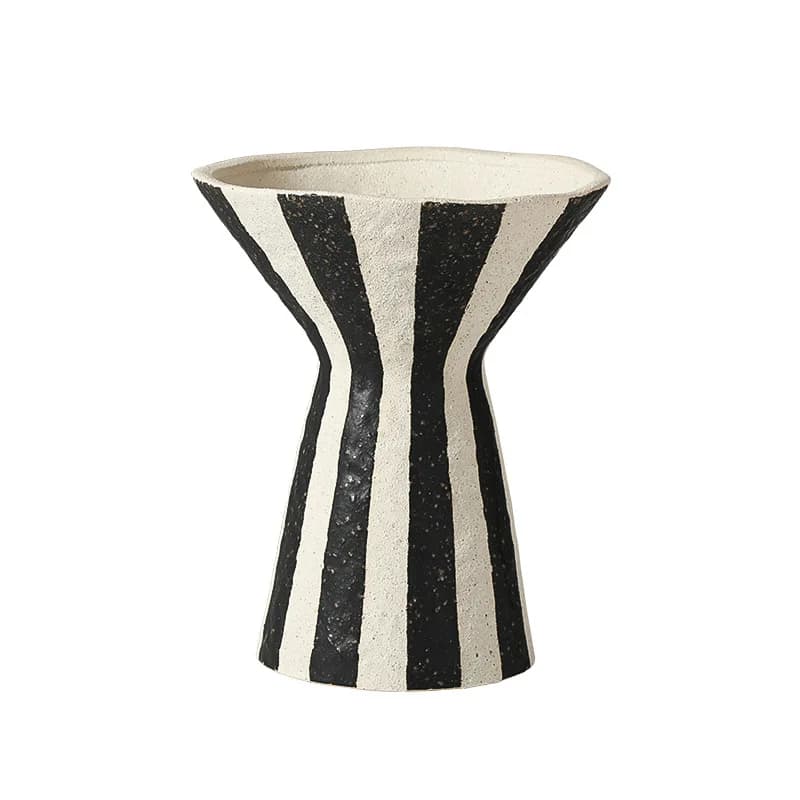 CN retro style hand-painted black line wide mouth ceramic vase sales office club entrance creative soft decoration crafts