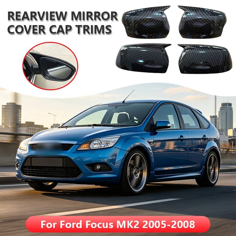 For Ford Focus MK2 2005-2008 Car Rearview Side Mirror Cover Wing Cap Sticker Exterior Door Rear View Case Trim Carbon Fiber Auto