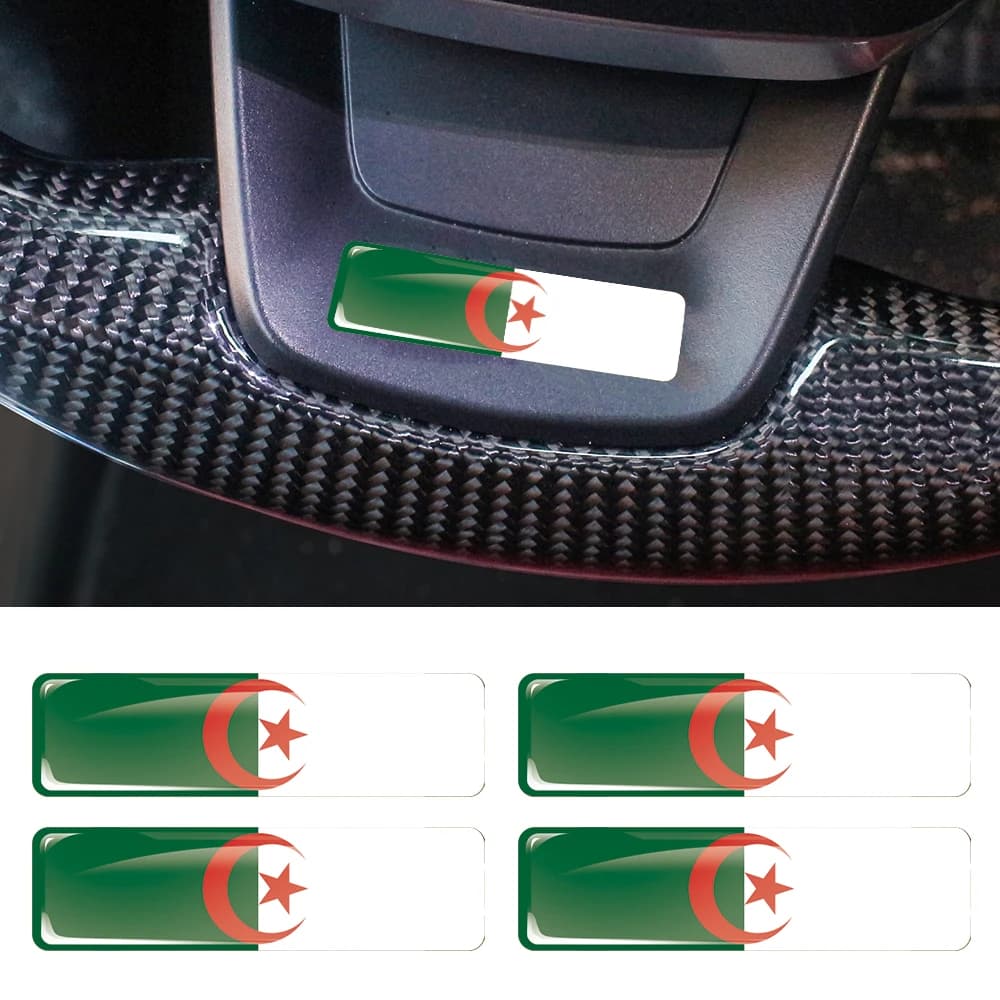 Algeria Flag 3D Epoxy Resin Decorate Car Sticker Car Window Buttons Steering Wheel Center Console Panel Motorcycle Fuel Tank