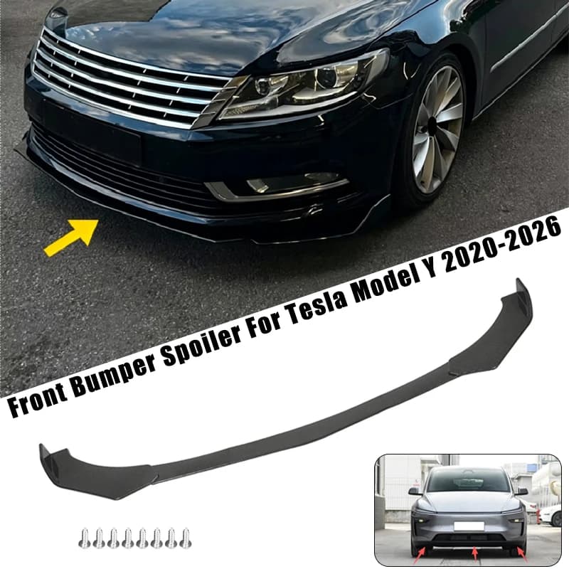 Sport Front Bumper Splitter Spoiler Lip For Tesla Model Y 2020-2026 5Pcs Adjustable Sectional Car Exterior Tuning Body Kit