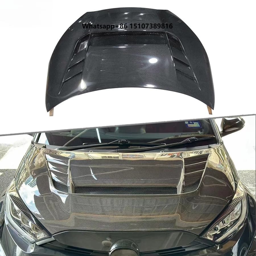 For GR Yaris GXPA16 2020+ VRS Style Carbon Fiber Front Hood Engine Bonnet Cover Body Kits Car Styling
