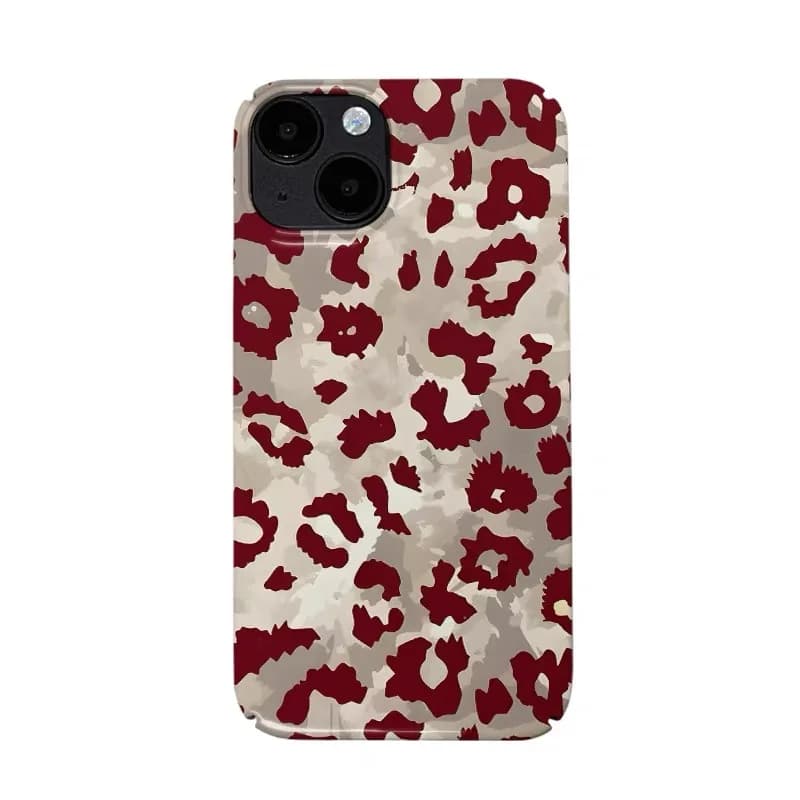 Ins Korean Red Leopard Print Art Phone Case for IPHONE 17 Air 16E 15 PROMAX 14 Plus 13 12 MINI 11 16Plus XR Acrylic Phone Cover