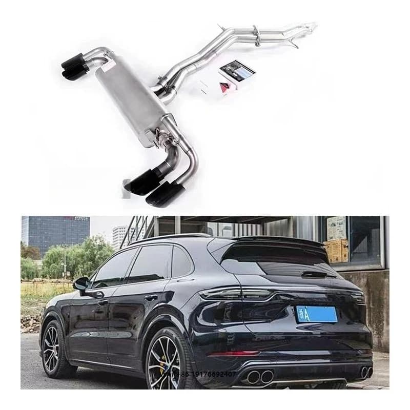 New 18- for Cayenne 9Y0 High-quality Stainless Steel Straight Exhaust Pipe with Four Black Tips Easy Installation