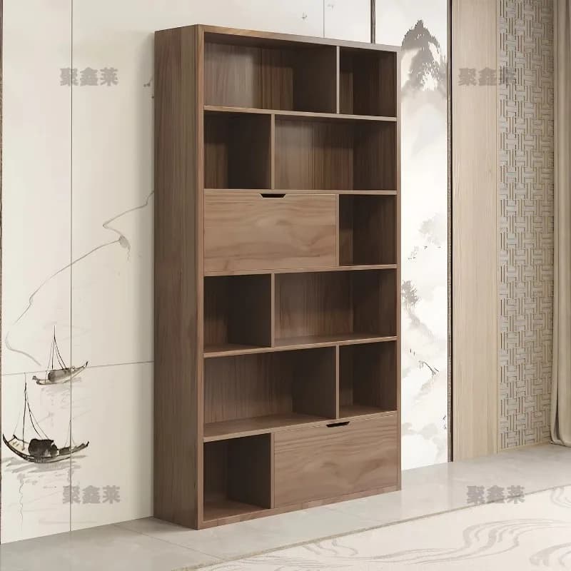 GZ-24    simple solid wood floor-to-ceiling bookcase free combination living room partition locker