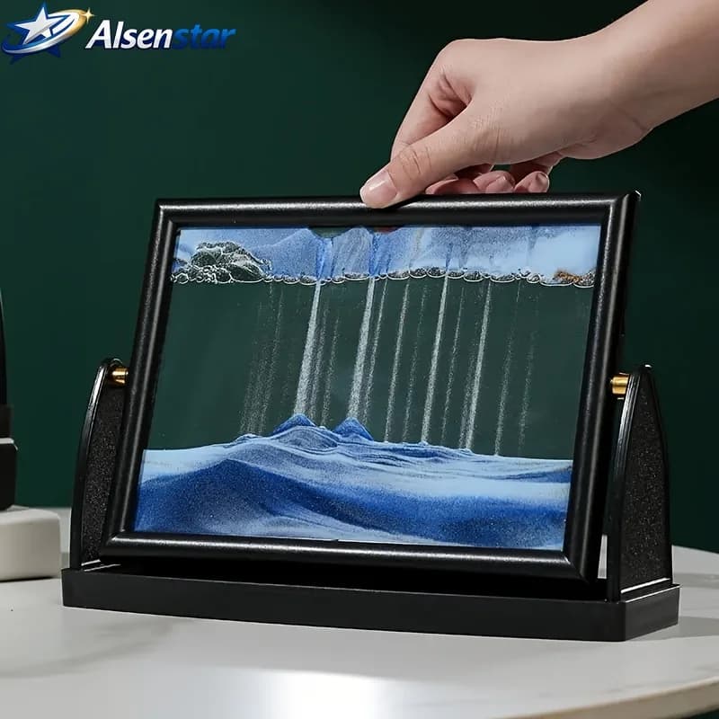 1pc Glam Style 3D Quicksand Timer Rotating Glass Sand Art Unique Home Office Desktop Decor Perfect Holiday Gift Idea