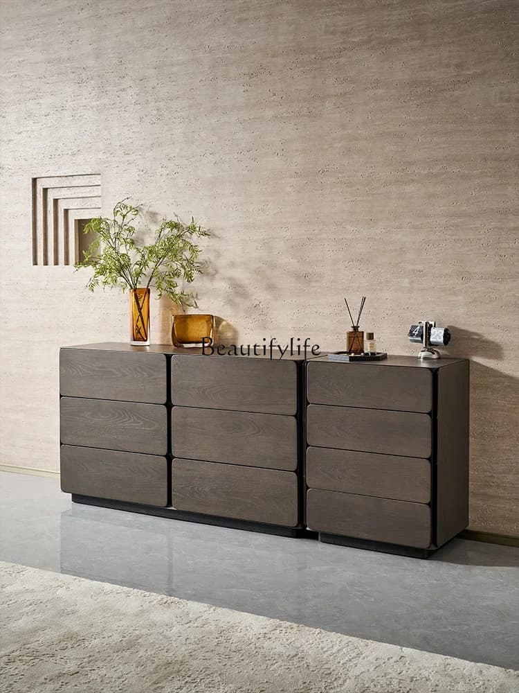 04ld14 Italian Minimalist Living Room Drawer Side Cabinet Wall-Mounted Storage Cabinet