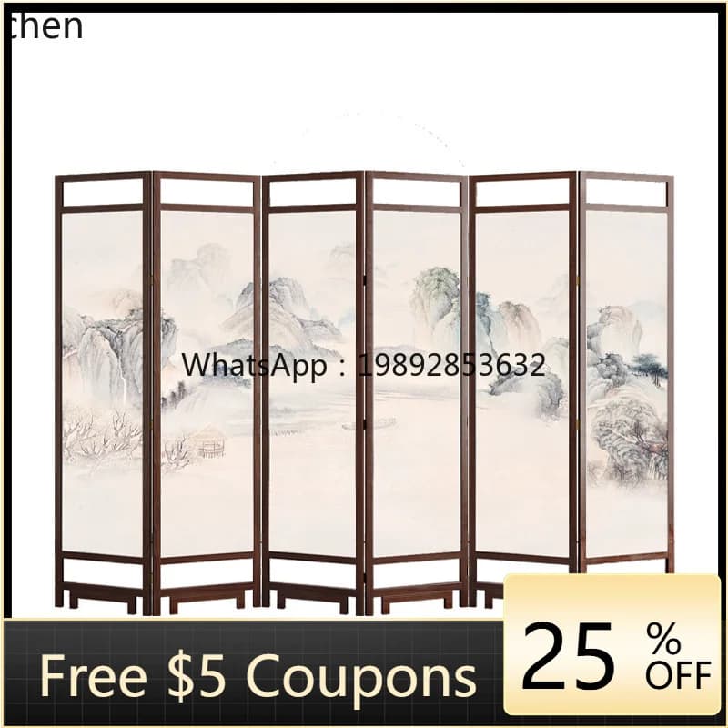 AB  Solid Wood Screen Partition Wall Office Folding Mobile Hotel Home Living Room Blocking Entrance