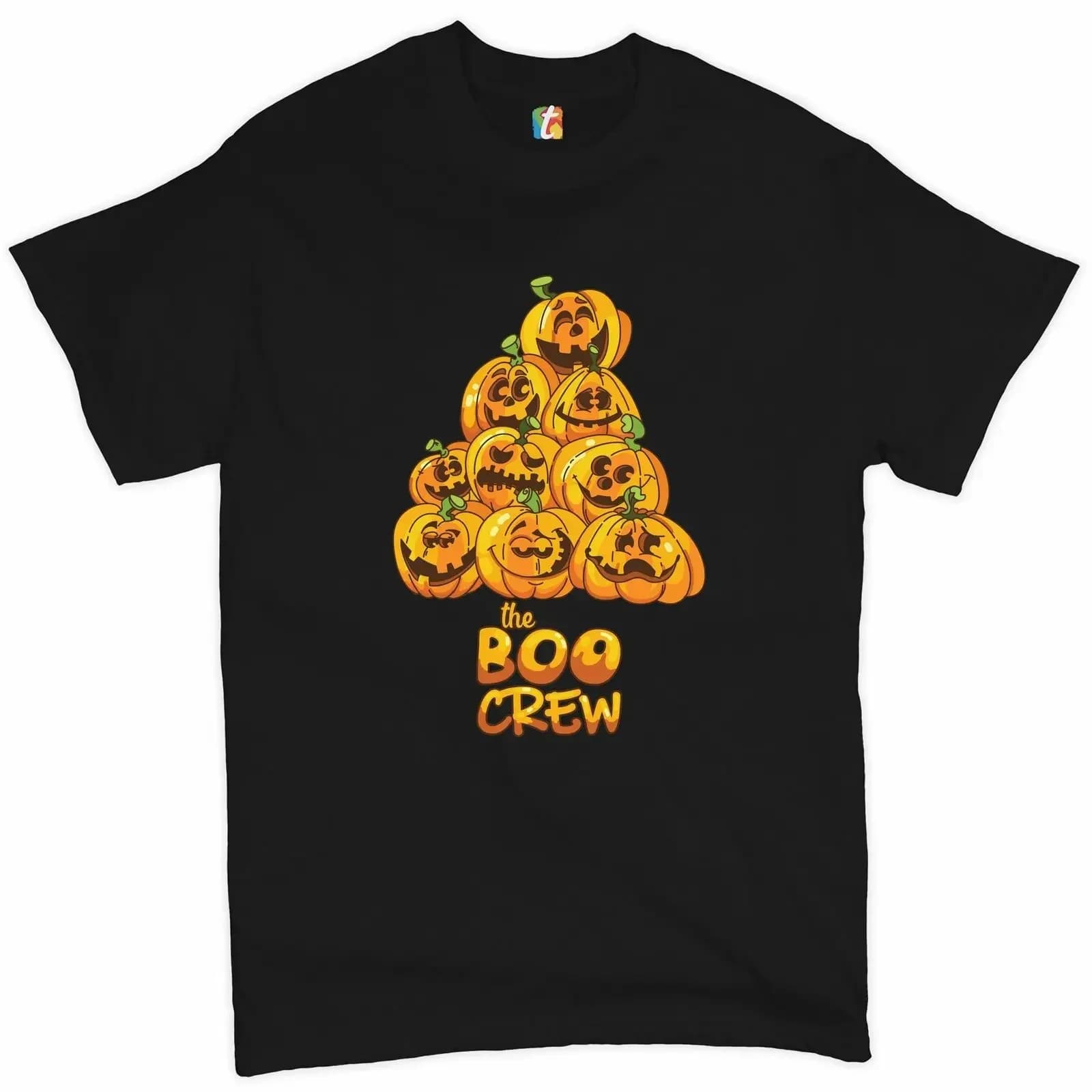 The Boo Crew. Funny Halloween Jack-o'-Lantern Pumpkins T-Shirt 100% Cotton O-Neck Summer Short Sleeve Casual Mens T-shirt