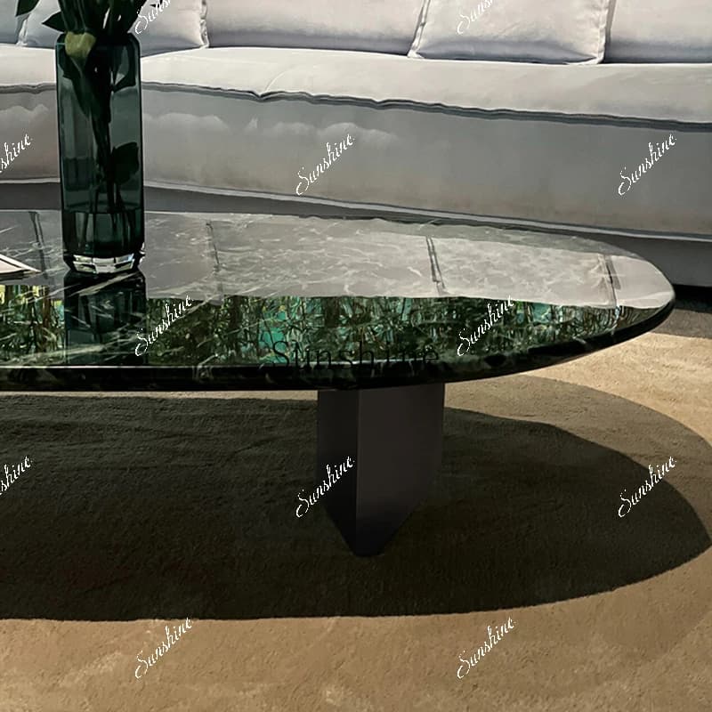 Italian natural large flower green luxury stone minimalist rectangular natural marble coffee table  FT