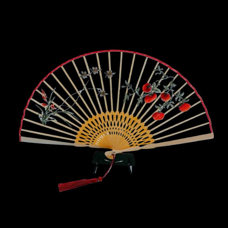 Suzhou Embroidery Folding Fan Embroidered Bamboo Bone Fan Chinese Style Folding Fan Suzhou Specialty Souvenir Gift Fan