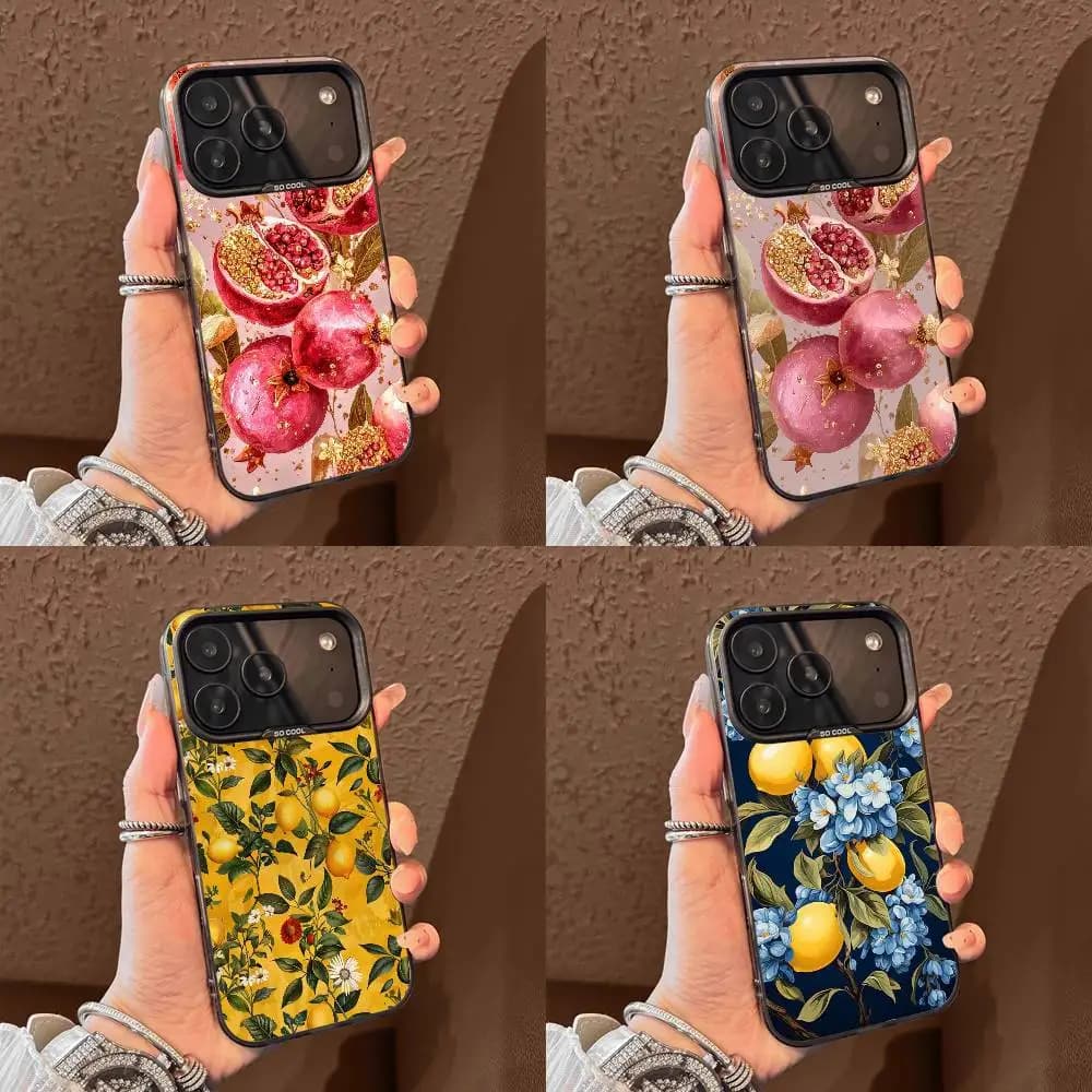 Lemon Pomegranate Phone Case For iPhone 17,16,15,14,13,12,11,Pro,Max,Plus,E,Air,Mini Black Tpu Cover