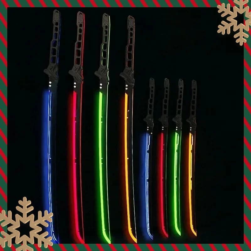 Bright Cyberpunk Katana Acrylic Led Light Sword Knife Anime Cosplay Prop Real Size Japanese Katana Samurai Sword Sabre Kid Toy