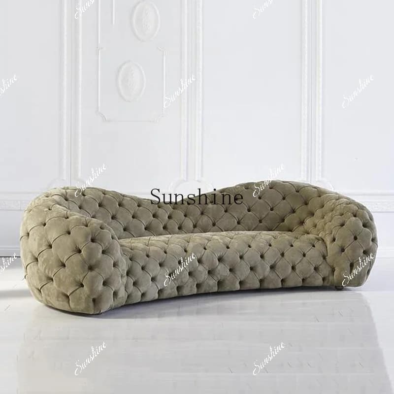 American light luxury single/double full-pull buckle combination curved sofa multi-person customization  FT