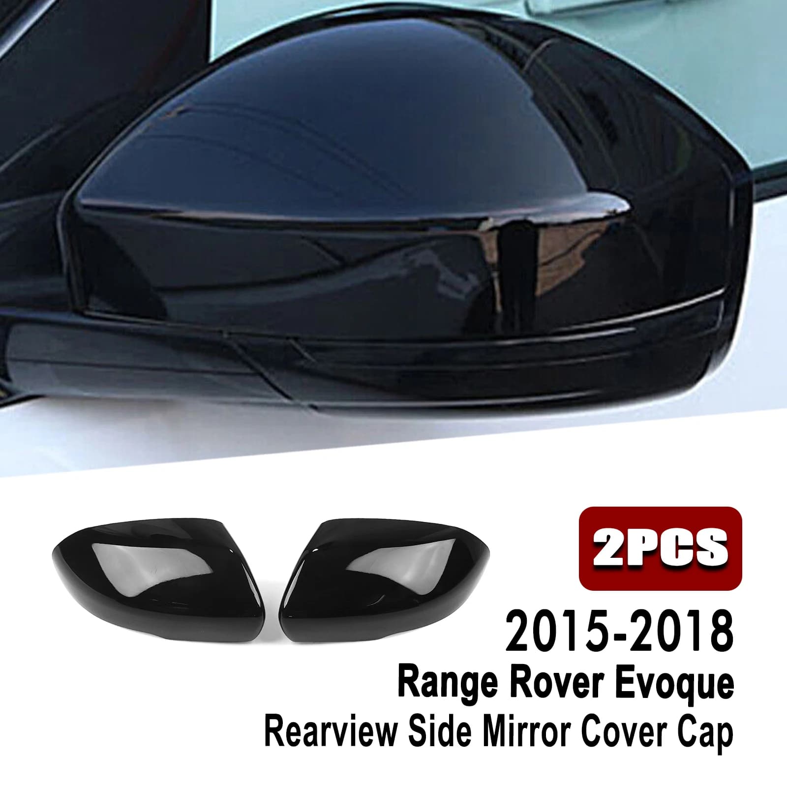 For Land Rover Range Rover Evoque 2014+ Velar Discovery Sport Freelander Mirror Cover Gloss Black Rear View Rearview Shell Cap