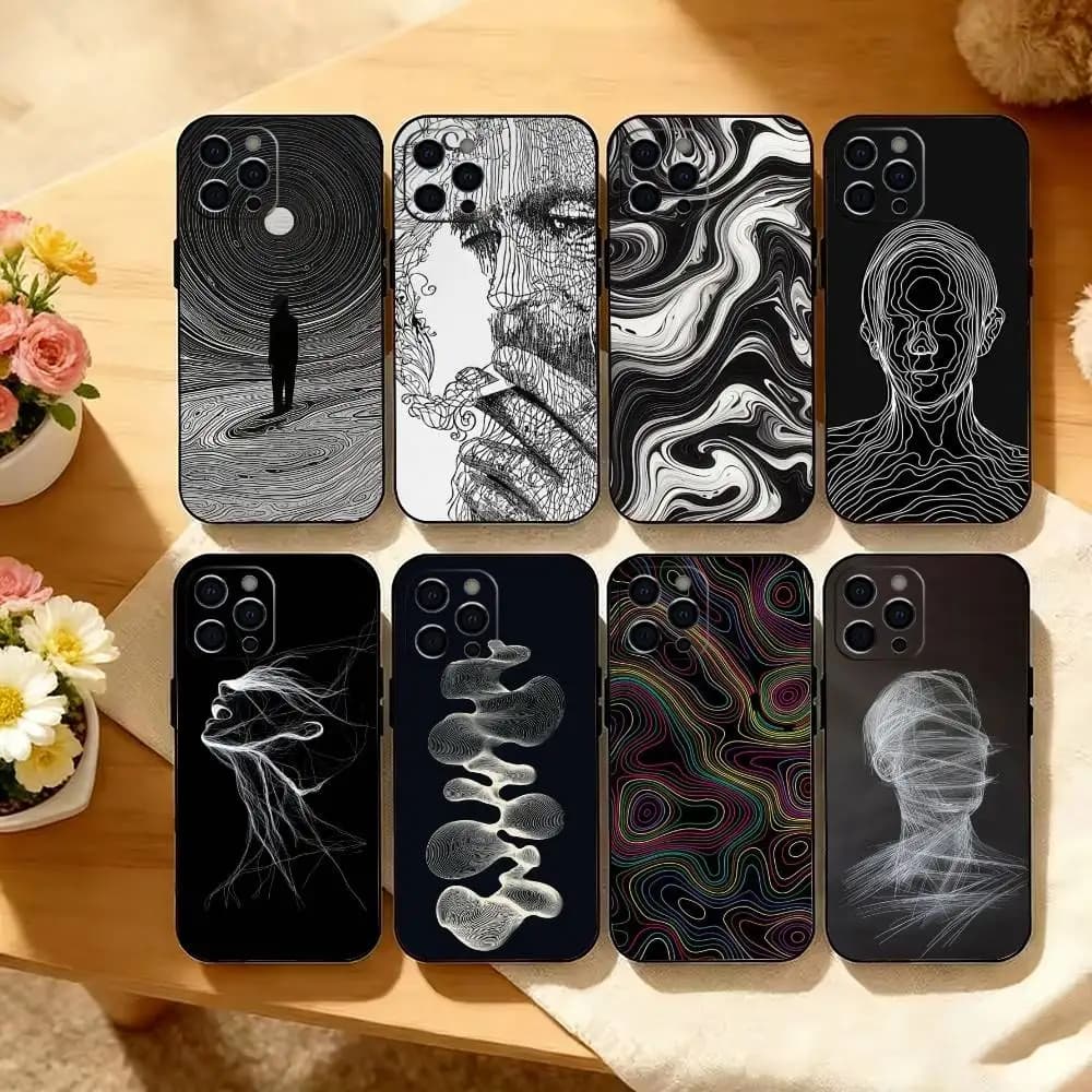 Minimalist line art Phone Case Silicone Soft For IPhone 17 16 15 14 13 12 11 X XR Plus Pro Max Plus