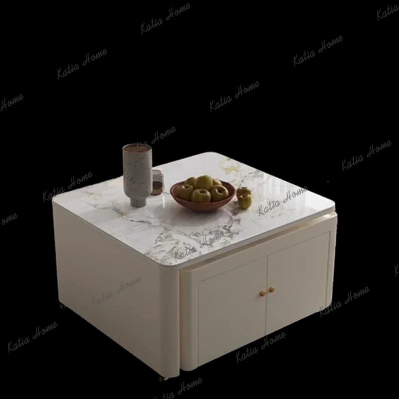 Factory Direct White Luxury Coffee Table Trau Storage Hardcover Floor Modern Side Table Living Room Modern Tavolino Da Salotto N
