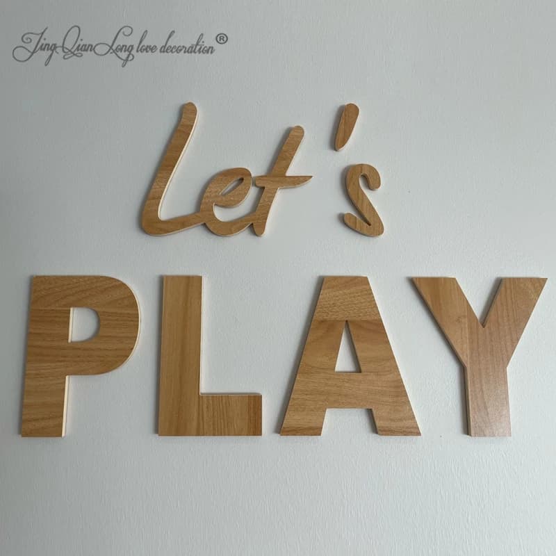 Custom Let's PLAY-Wall Lettering Wooden Nursery Sign, Playroom Decor, Bedroom Art