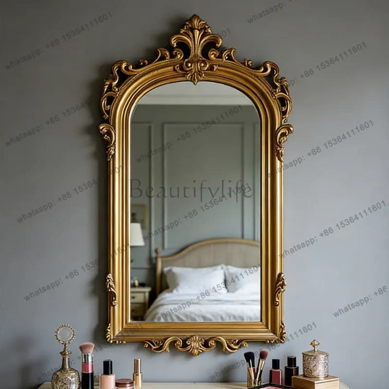 Carved bathroom mirror French luxury high-end makeup mirror