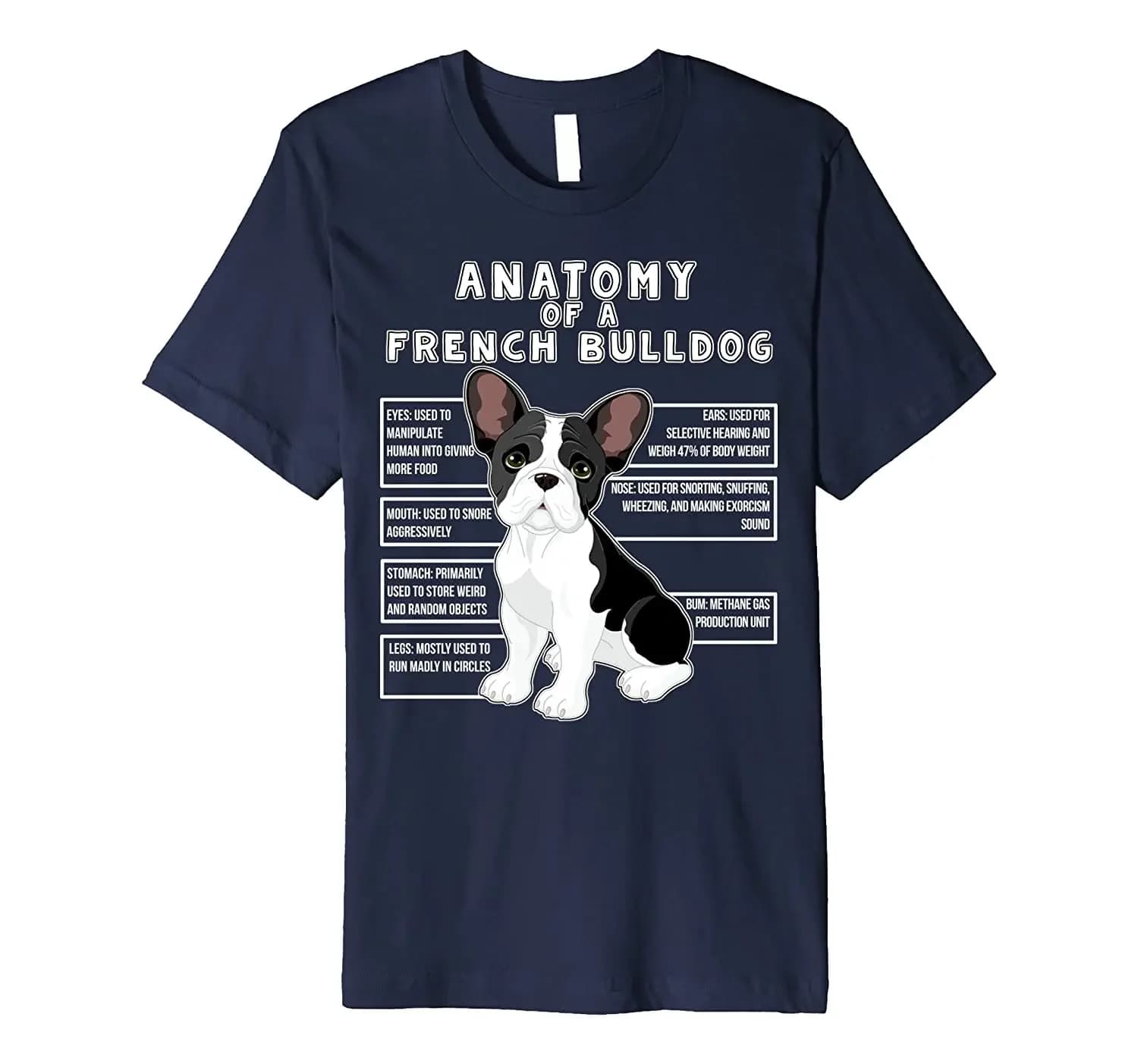 Funny French Bulldog Anatomy T-Shirt. Summer Cotton O-Neck Short Sleeve Mens T Shirt New S-3XL