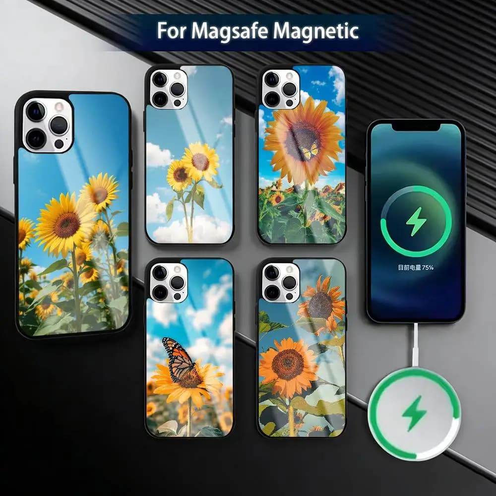 Beautiful Sunflower  Phone Case For iPhone17,16,15,14,13,12,11 Plus,Pro Magnetic with Magsafe Wireless Charging