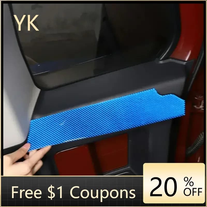 For Toyota FJ Cruiser 07-21 Soft Carbon Fiber Blue Car Rear Door Inner Window Strip Cover Trim Sticker Interior Car Accessories