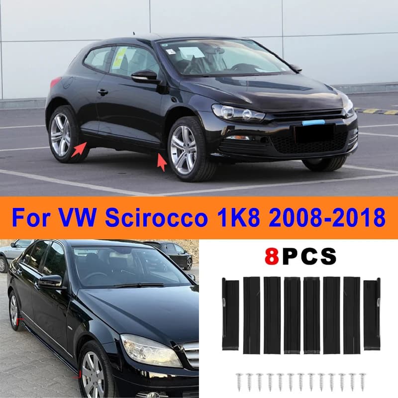 8Pcs Extended Side Skirt Splitters For VW Scirocco 1K8 2008-2018 2009 Sport Side Spoiler Bumper Lip Exterior Body Kit Mod Parts