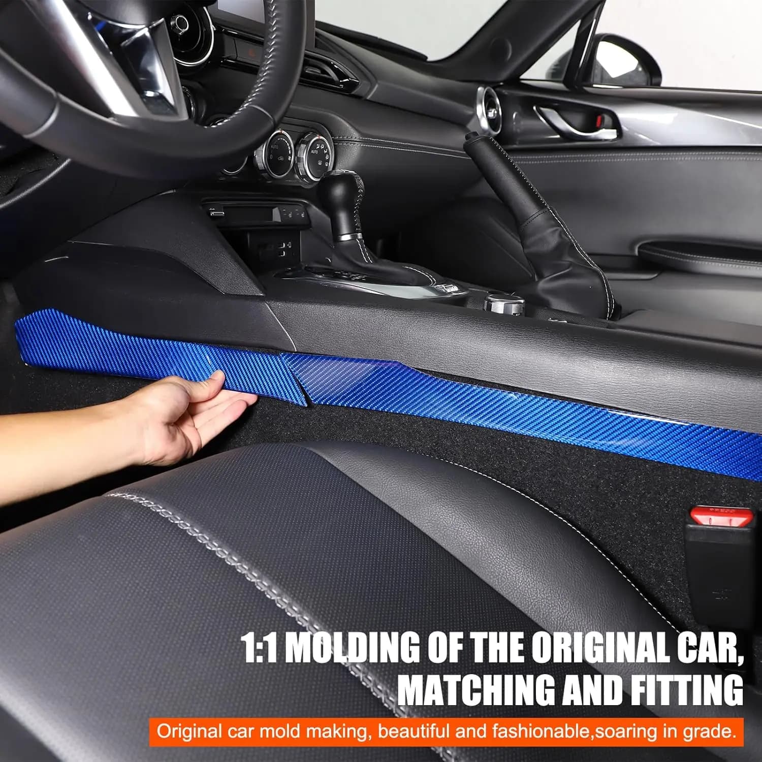 Carbon Fiber Car Center Control Gear Shift Side Trim Sticker Decoration Kit Accessories For Fiat 124 Abarth 124 2016-2024