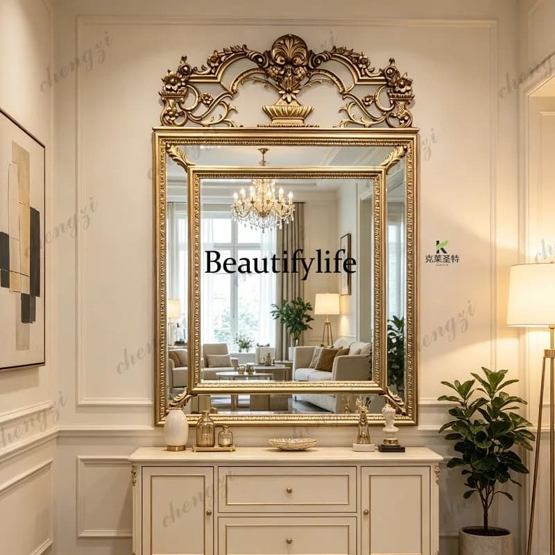 French luxury decorative mirror premium smart bathroom mirror wall hanging bedroom vanity mirror