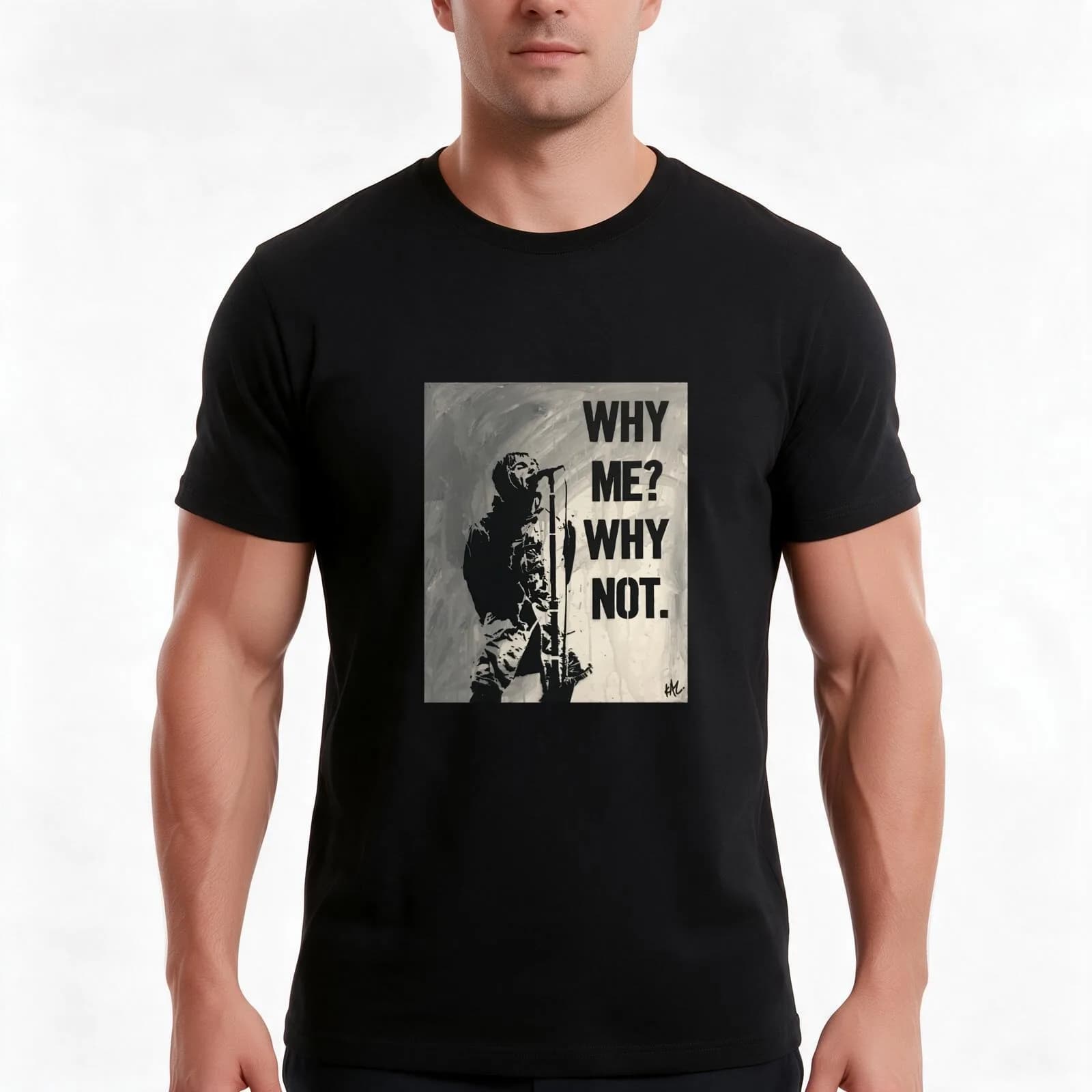 Liam Gallagher T-Shirt, Summer Casual Cotton Tee, Oversized Streetwear Tops, Vintage Graphic Print, Loose Fit Short Sleeve