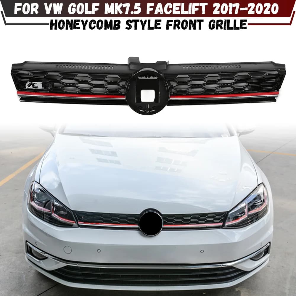 Front Bumper Centre Grille For Volkswagen VW Golf MK7.5 Facelift 2017 2018 2019 2020 Honeycomb Mesh Front Racing Grills