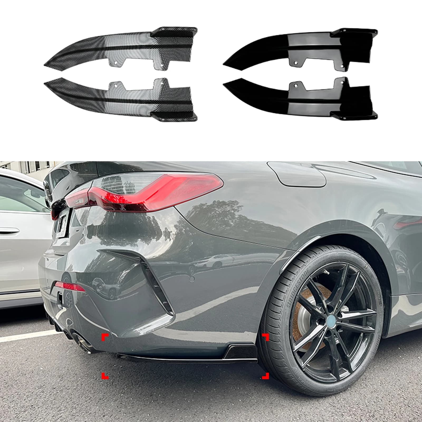 Rear Bumper Side Corner Cover Spoiler For BMW 4 Series G22 G23 425i 430i 430i M440i 2-Door M Sport 2020-2026 Splitter Protector