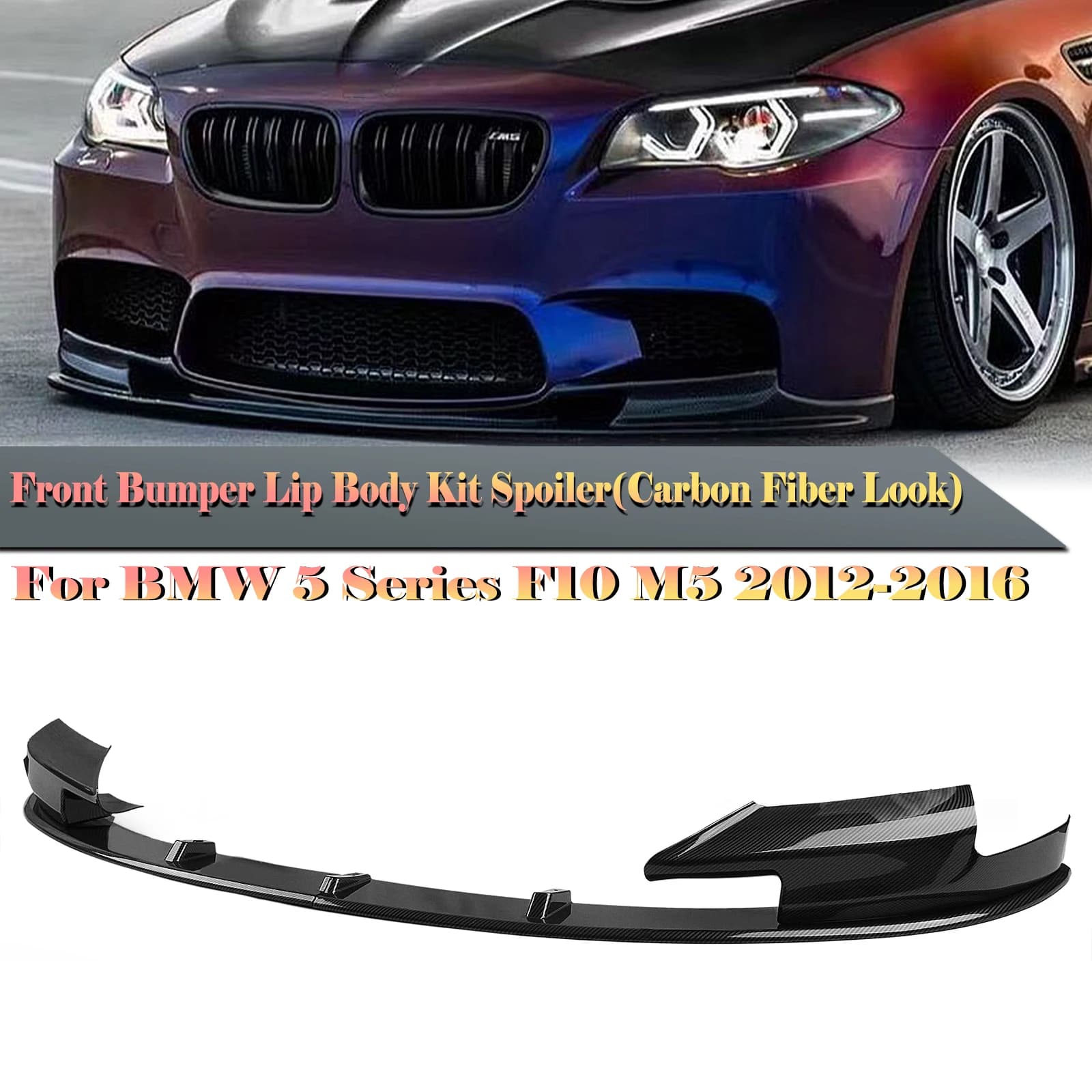 For BMW F10 M5 Only 2010-2016 Front Bumper Spoiler Lip Blade+Fog Light Intake Frame Side Air Vent Guard Splitter Corner Cover