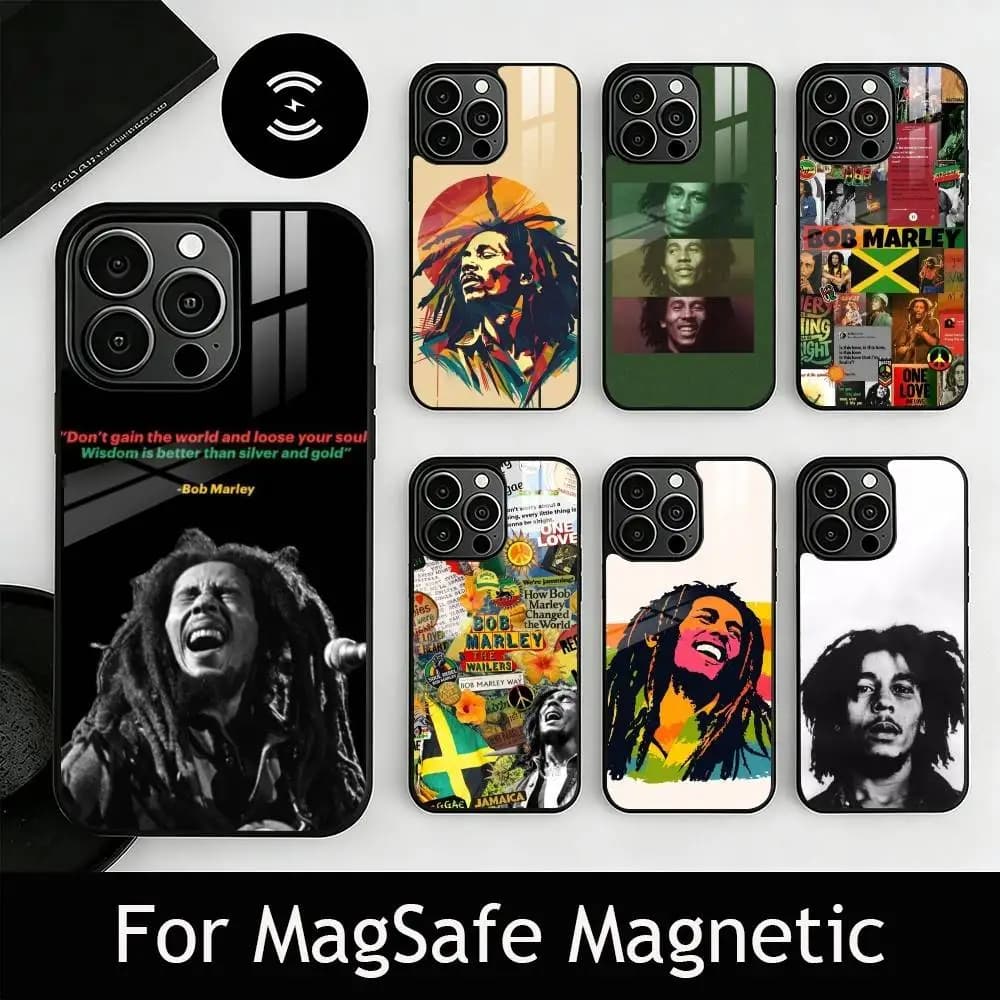 Singer B-Bob M-Marley Phone Case For iPhone17,16,15,14,13,12,11 Plus,Pro Magnetic with Magsafe Wireless Charging