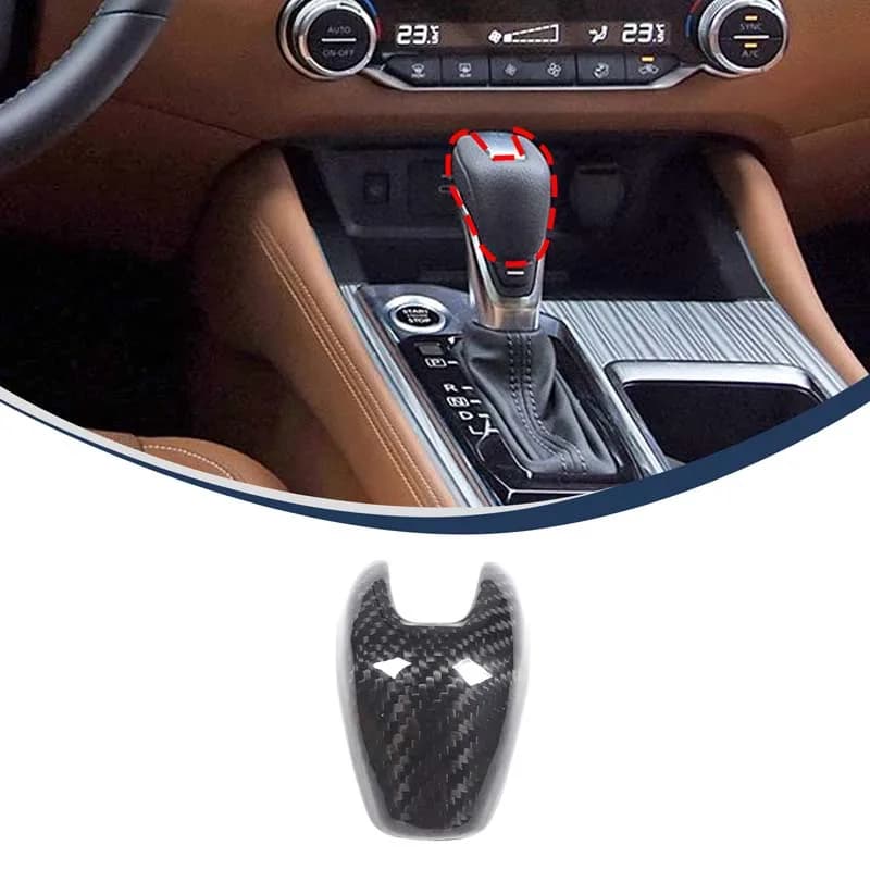 For Nissan Altima Teana Sunny Sylphy Kicks 2019~25 Real Car Carbon Fiber Console Gear Shift Knob Cover Interior Car Accessories
