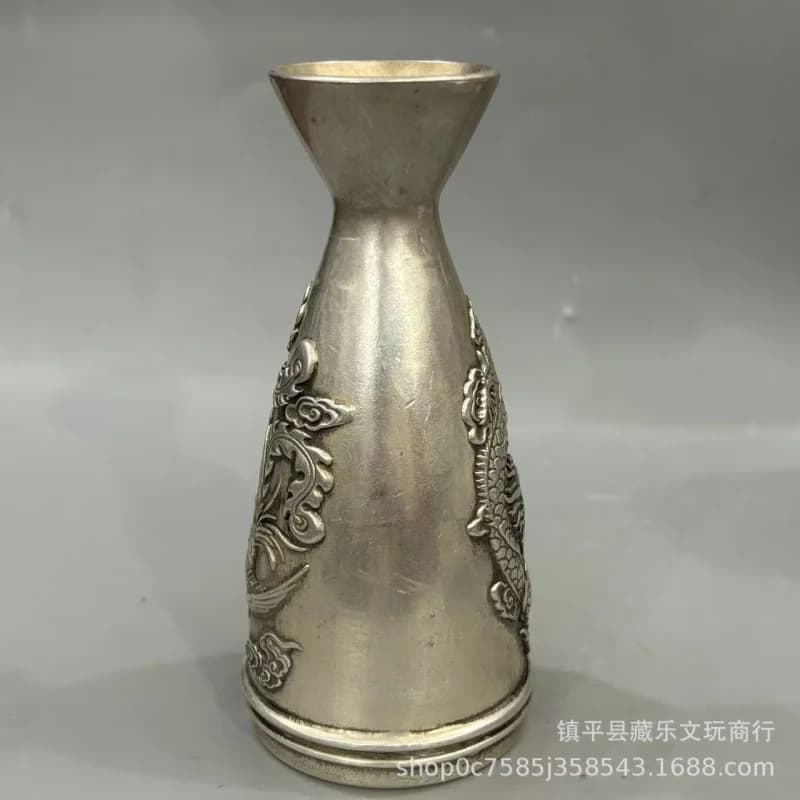 Copper ornament, dragon phoenix wine flask, supplies for housewarming and wedding, Buddhist temple decoration, em