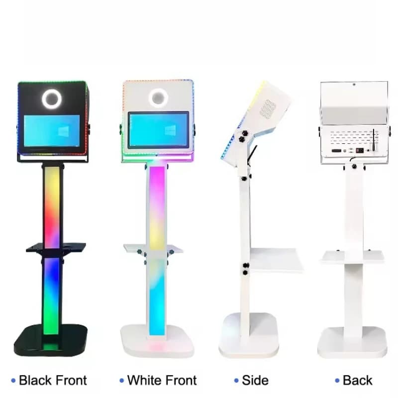 15.6-Inch Touch Screen Selfie DSLR Photo Booth Machine Flash Printer and Photo Box Booth iPad Compatible Party