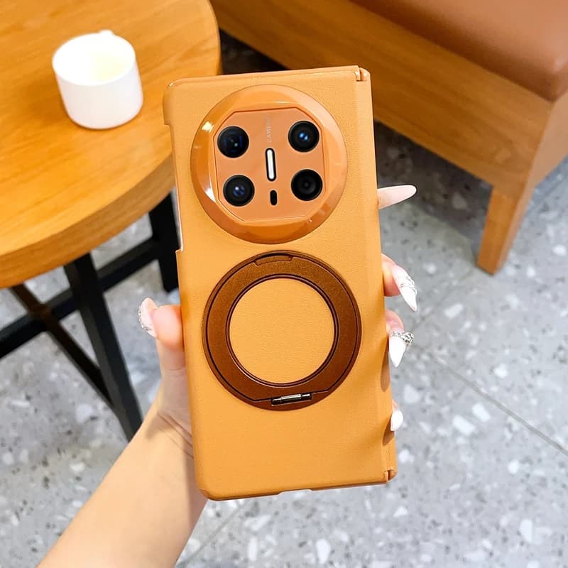For Huawei Mate X6 5G Case Skin-Friendly Luxury Matte Leather Magnetic 360 Rotating Holder Shockproof Back Cover Accessories