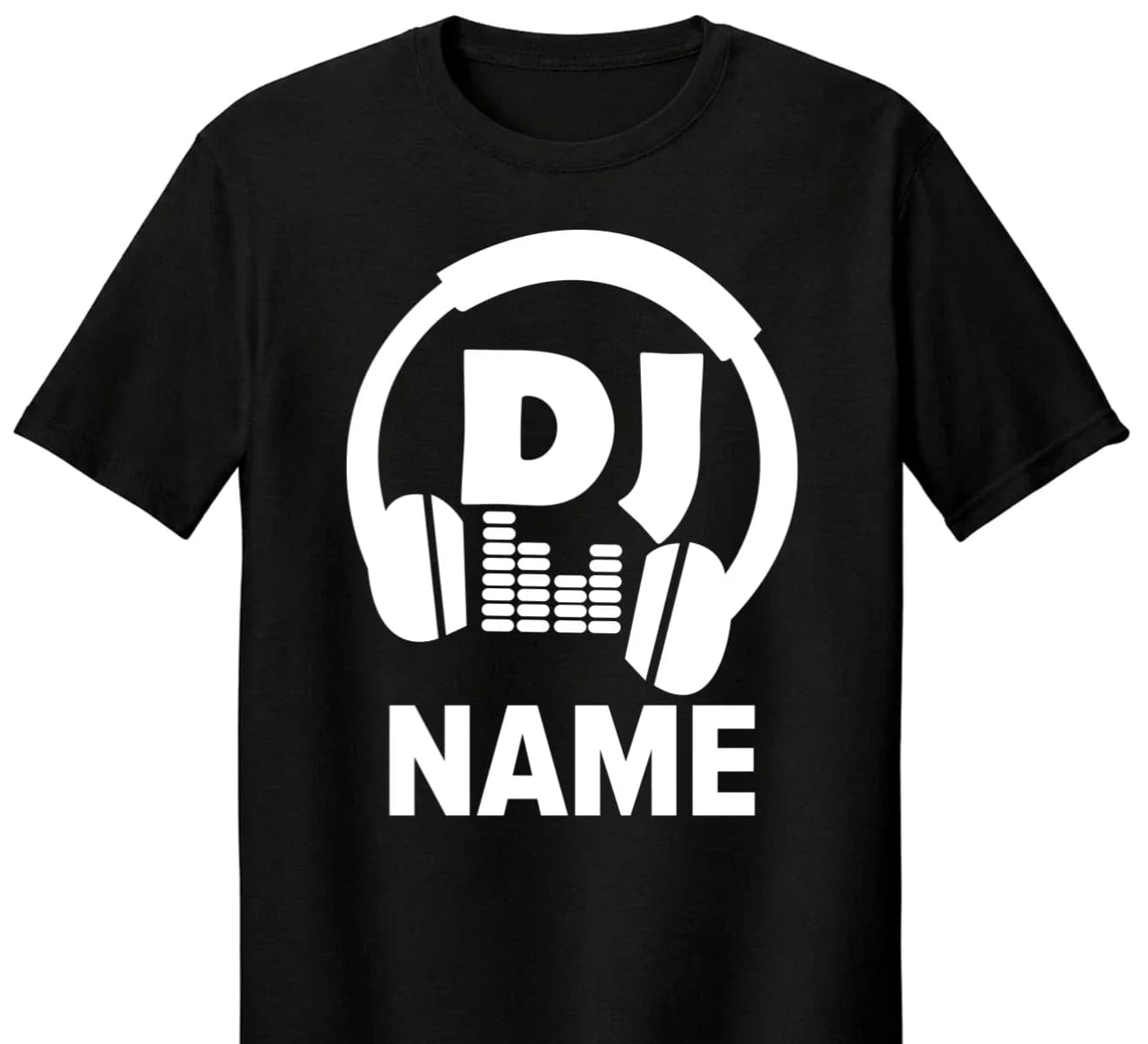 Custom DJ Name T-Shirt Headphone Music Equalizer Graphic Tee Personalized DJ Name Print Short Sleeve Cotton Tops Men Women Party