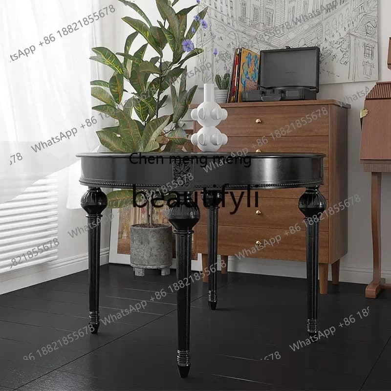 M178 American country solid wood retro carved dining table French living room small round table European restaurant