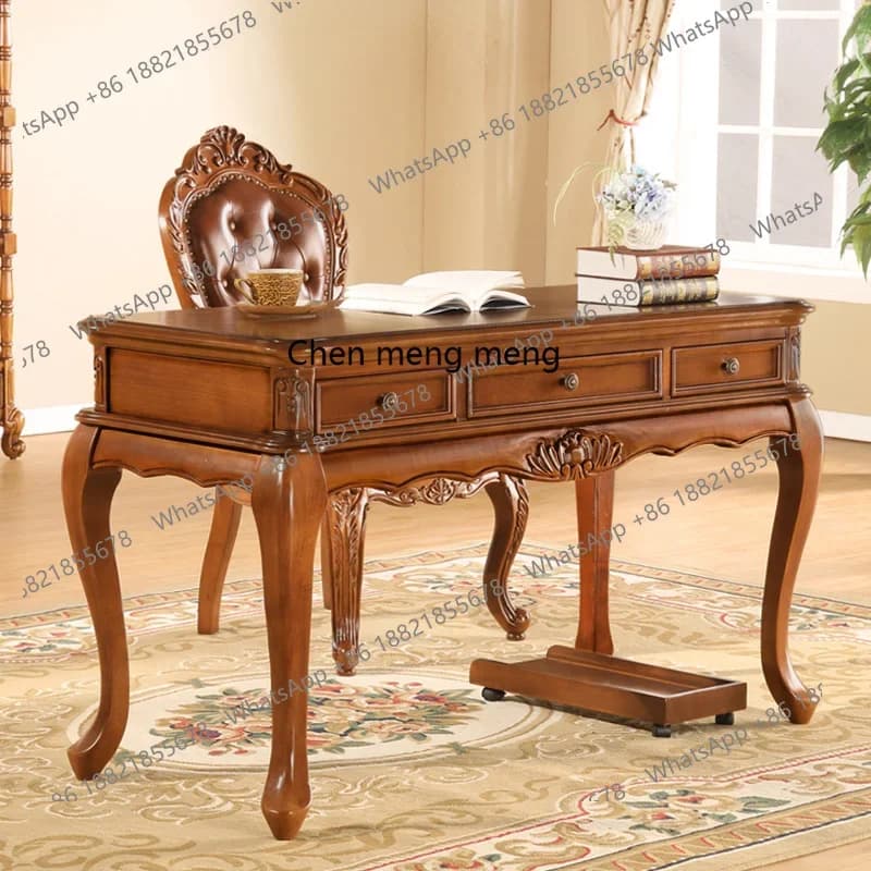 European solid wood desk computer desk household, American bedroom antique desk R
