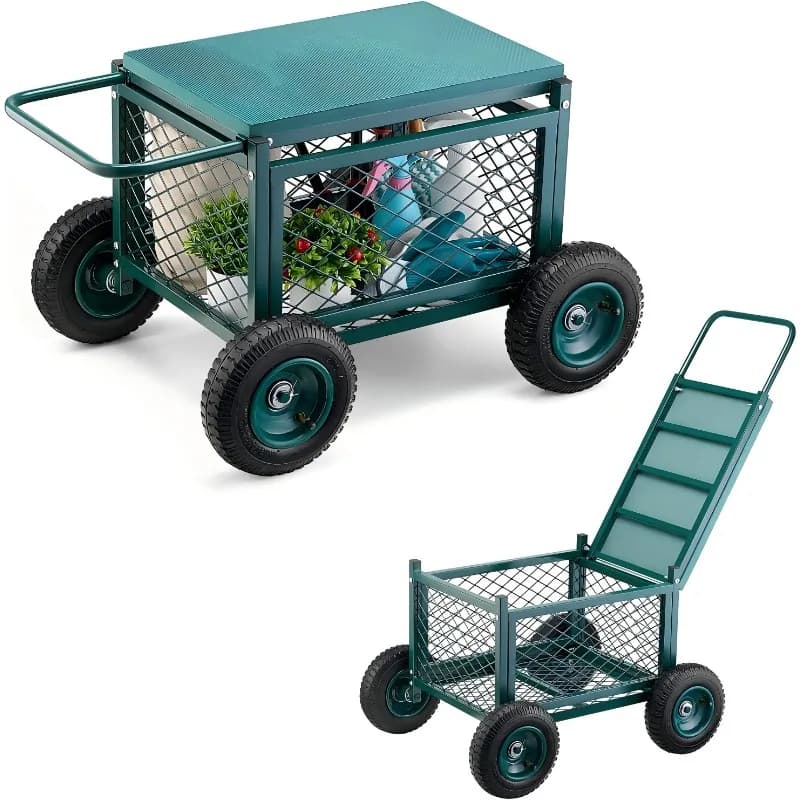 Roller garden work seat wheel, garden trolley storage c