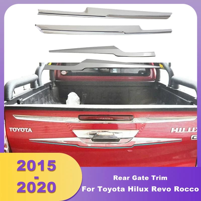 ABS Chrome Tailgate Trim Rear Truck Trim Decorative Strips For Toyota Hilux Revo Rocco 2015 2016 2017 2018 2019 2020