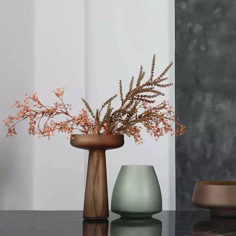 Home Decoration Frosted Glass Vase, Living Room Decoration Table Flower Water Prickly Vase Glass Jar Decoration