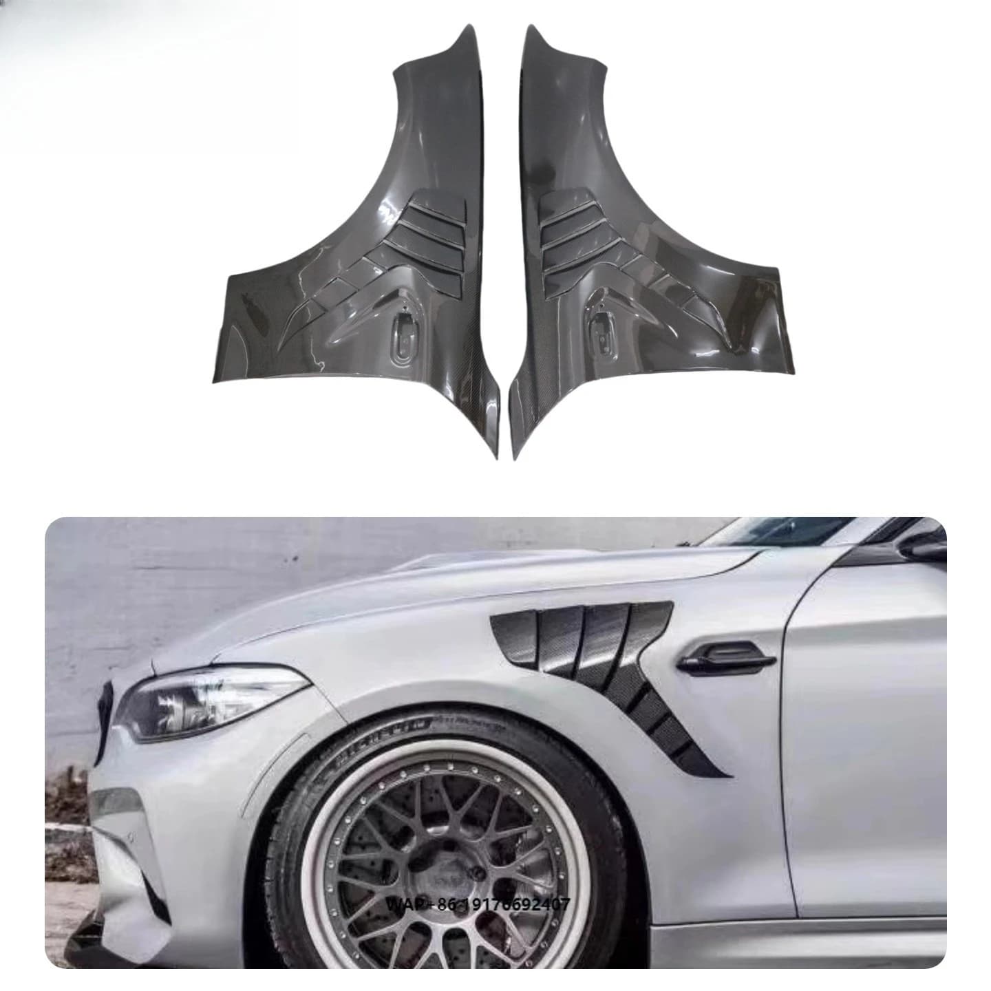For M2 F87 Carbon Fiber Front Fender Vent Body Kit for Cars Retrofit/Upgrade