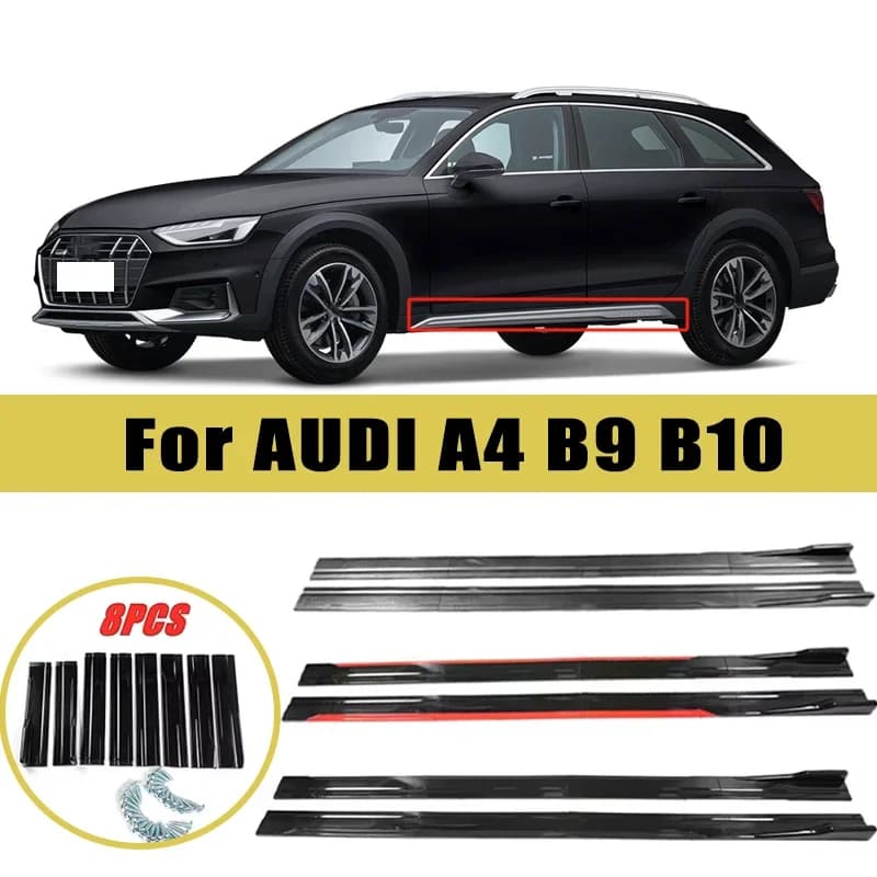 Universal 2m/2.2m Car Side Skirt Extension SplitterBumper Racing Side Wing Bumper Lip Side Spoiler For AUDI A4 B9 B10