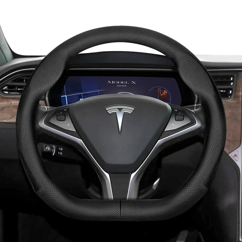 For Tesla D-Shaped Steering Wheel Cover Ultra-Thin Model S Model X Cars Accessories 2024 Micro Fiber Leather Breathable