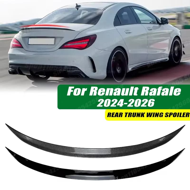 120cm 5D Carbon Look Rear Boot Trunk Spoiler Lip Stick-On Decorative Rear Wing For Renault Rafale 2024-2026 Model