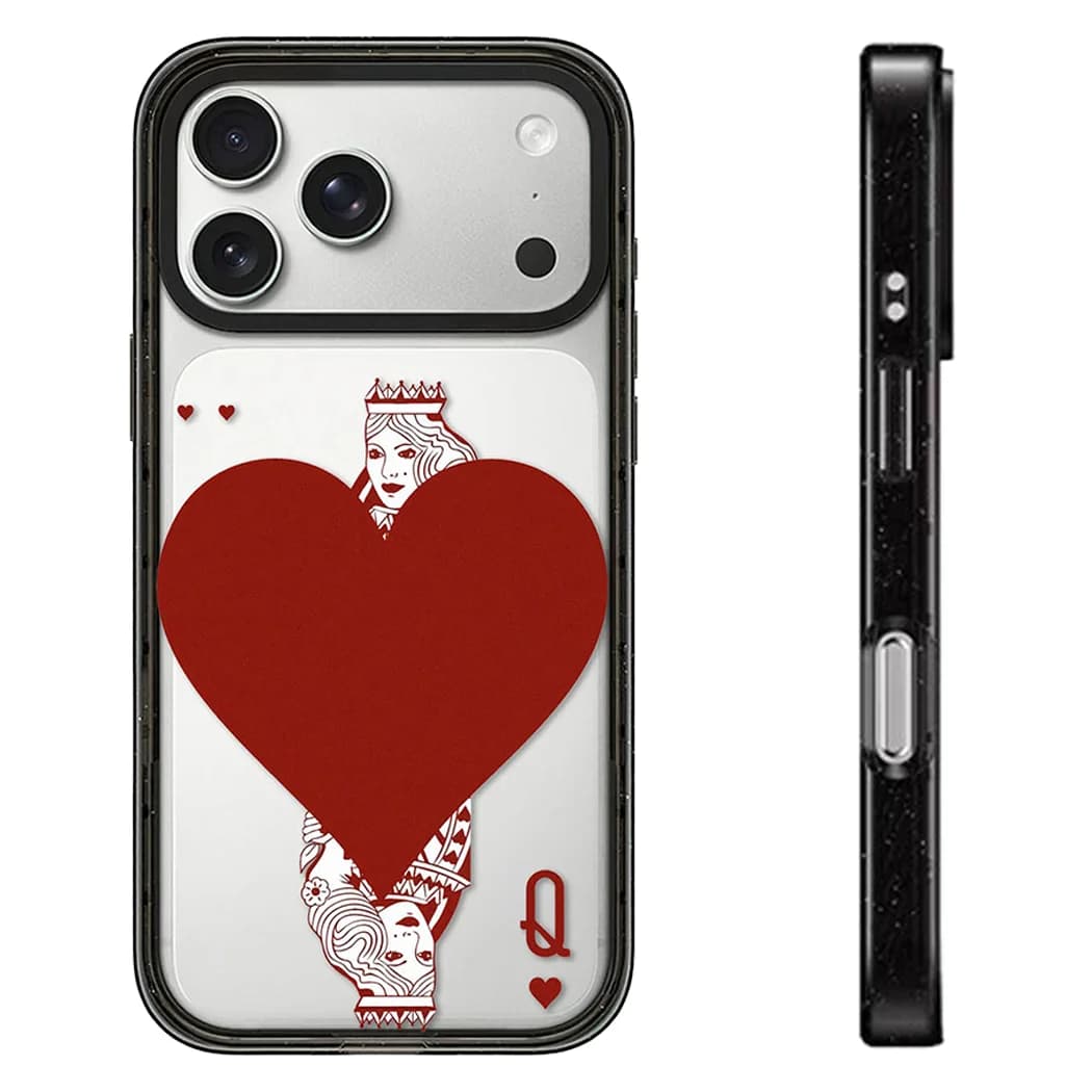 Poker Queen Heart Acrylic Black Border Magnetic Case: Compatible with IPhone 17 16 15 14 13 12 Pro Max 17 Air